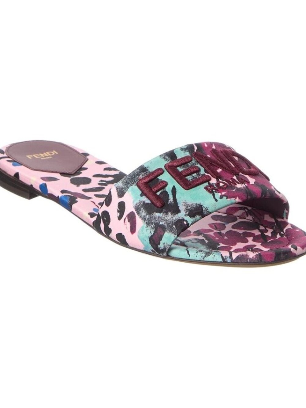 Fendi Logo Embroidery Satin Sandal Women's Purple 36